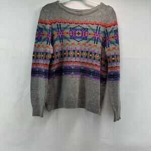Chaps vintage women’s XL petite gray/multi colored sweater ￼